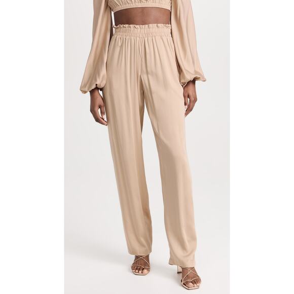 DIARRABLU SOLID CREAM LEER WIDE LEG PULL ON PANTS - Picture 1 of 9